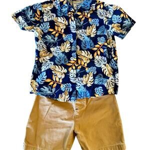Brooklyn Boys- Kids 2 Piece Blue Leaf Print Matching Set, Size 3T